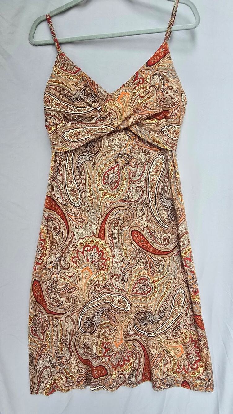 INC International Concepts Dress Womens Large Multicolor Paisley V Neck Sundress